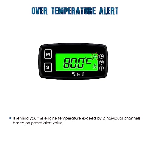 Runleader Digital Engine Temperature Gauge Volt Meter RL-TM005