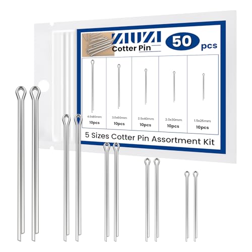 50 Pcs Cotter Pin Assortment Kit Stainless Steel Small Hardware