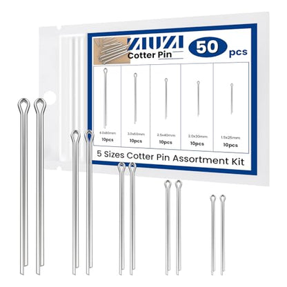 50 Pcs Cotter Pin Assortment Kit Stainless Steel Small Hardware