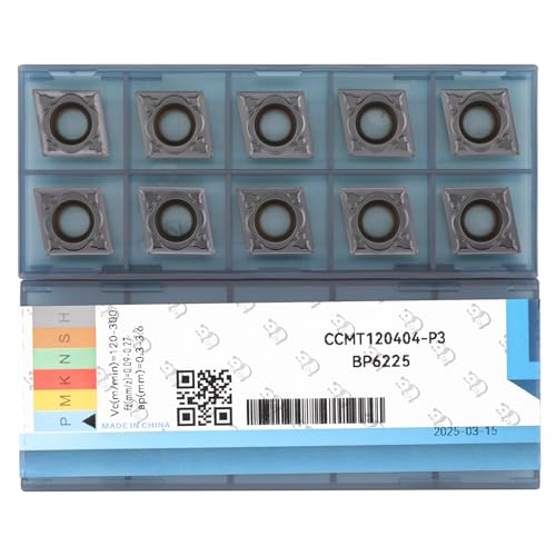 CNC Carbide Inserts CCMT431 ccmt 120404 for Lathe Turning Tool, Tin Coated Lathe Replacement Cutters with Semi-Finishing Chipbreaker, 10 Pcs - size: CCMT431-PM