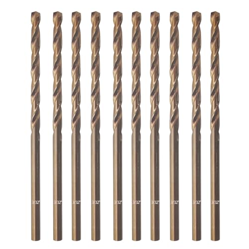 Cobalt Drill Bit 3/32" Twist Drill Bits, M35 High Speed Steel Jobber Length Drill Bit, 135 Degree Tip for Hard Metal, Stainless Steel, Cast Iron with Index Storage Case, Pack of 10 pcs - size: 3/32 in(10pcs)