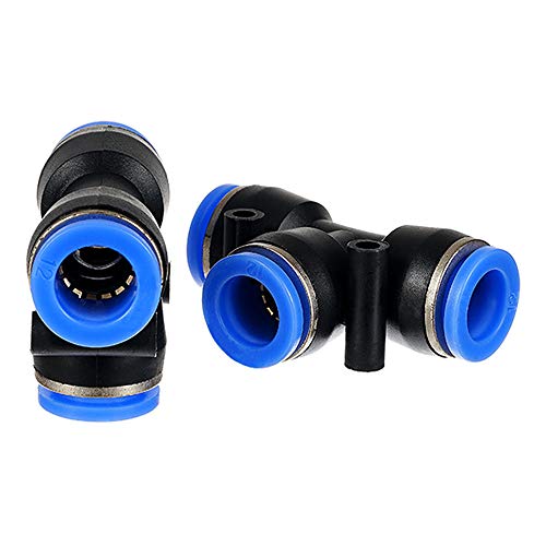 Yoebor Push to Connect Tee 12mm x 12mm x 12mm OD Air Hose T-fitting 10pcs - size: 12mm