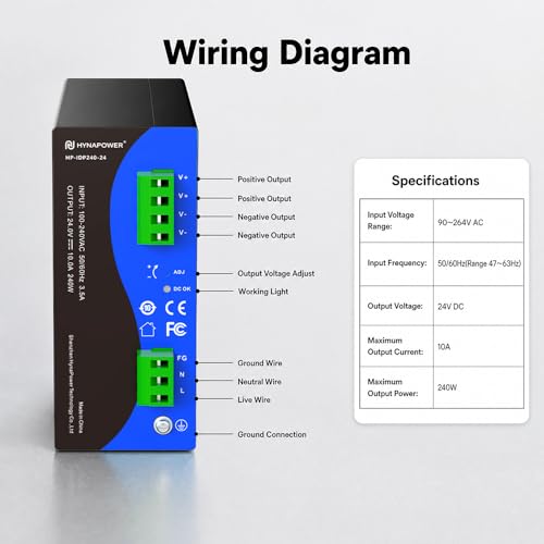 24VDC 240W Industrial DIN-Rail Power Supply Switch Switching Converter DC