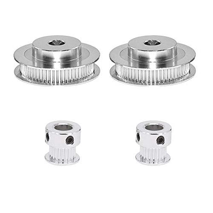 2PCS Set GT2 Synchronous Wheel 20&60 Teeth 6.35mm Bore Aluminum Timing Pulleys with 2PCS Length 200mm Width 6mm Belt (20-60T-6.35B-6) - style: 20-60T-6.35B-6