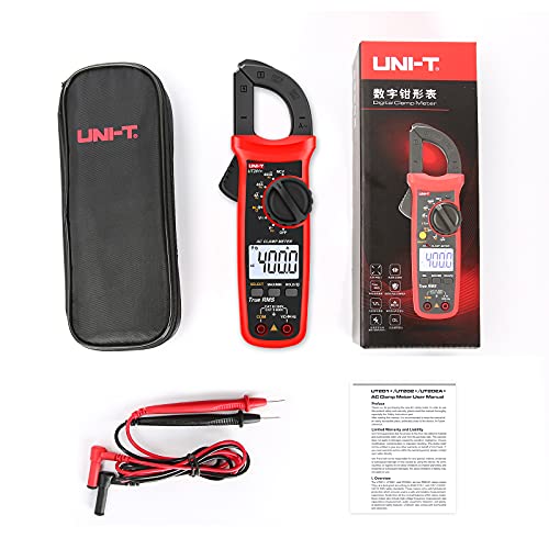 UNI-T Digital Clamp Meter UT201+, AC Current True RMS HVAC Volt Amp Ohm Meter Clamp On Multimeter, Auto Ranging 4,000 Counts NCV AC DC Voltage Frequency Resistance Continuity Diode Tester - size: UT201+