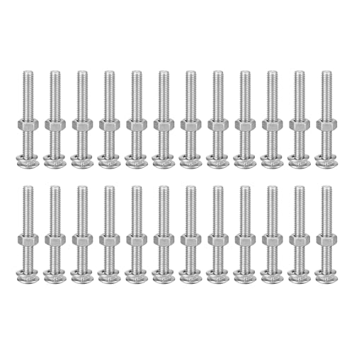 uxcell M6x50mm Square Neck Carriage Bolts with Nuts & Washers, 24Set 304 Stainless Steel Round Head Square Neck Coach Bolt Screws, Silver Tone - size: M6x50mm
