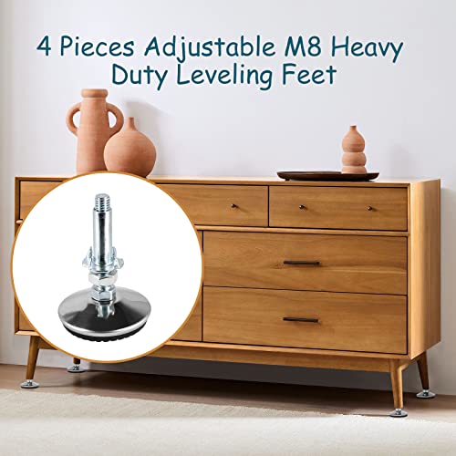 M8 Leveling Feet with 2" Thread Length - Silver, 4 Set - color: Silver, size: M8 x 50mm