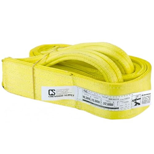 DD Sling 6 Inch x 12 Foot Nylon Lifting Sling – USA Made, 16,300 lb Vertical, 13,000 lb Choker, 32,600 lb Basket – 2-Ply Heavy Duty 900 Webbing, Type 3 Flat Eye & Eye Rigging Sling - size: 6" x12'