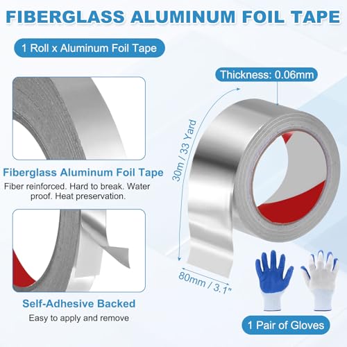 MECCANIXITY Alum um Foil Tape, 33 Ftx3.1 x2.4mil Heavy Duty HVAC Tape - size: 33 ftx3.1inx2.4mil