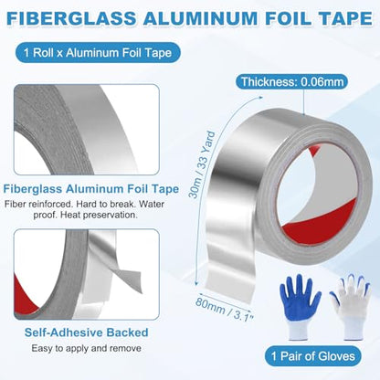 MECCANIXITY Alum um Foil Tape, 33 Ftx3.1 x2.4mil Heavy Duty HVAC Tape - size: 33 ftx3.1inx2.4mil