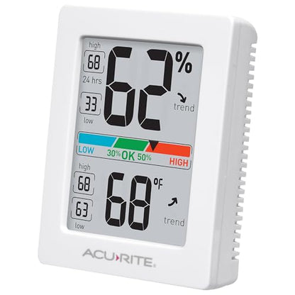 AcuRite Humidity Meter Hygrometer and Indoor Digital Thermometer with Temperature Gauge and Humidity Gauge, Room Thermometer Comfort Scale, 3 x 2.5 Inches, White (01083M) - size: 3 x 2.5 Inches
