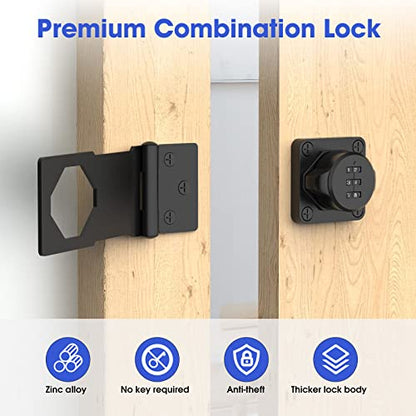Cabinet Locks with Combination, Hasp Locks, Black - color: Black