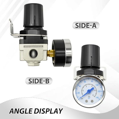 Low Pressure Air Regulator, Air Compressor Pressure Regulator With Bracket and Gauge Female Thread 1/4 NPT Adjustable AR2000-N02 (0-40 PSI), Replace for Pneumatic Cylinder Badger Airbrush
