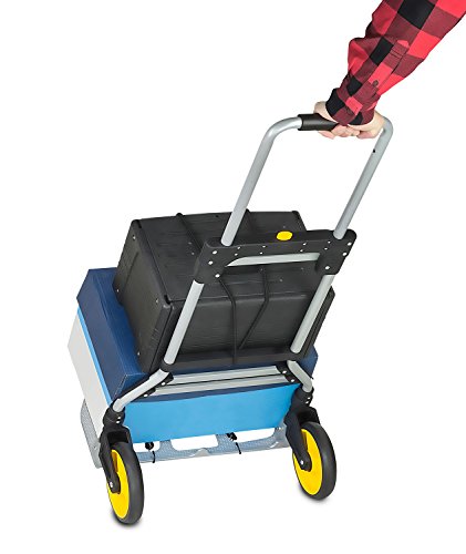 Mount-It! Folding Hand Truck and Personal Dolly, Aluminum Trolley, Heavy Duty 264 Lb Capacity Cart, Dolly Cart with Wheels of Durable Rubber, Soft Grip Telescoping Handle for Indoor Outdoor, Foldable - size: 264 Lb Capacity
