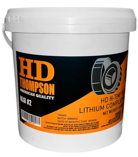 HD Thompson Red N Tacky Grease 4.4 lb Tub — NLGI 2 Lithium Complex EP2 High Temperature Red Grease, Bulk Container for Wheel Bearing, Chassis, Trailer Axle & Heavy Equipment