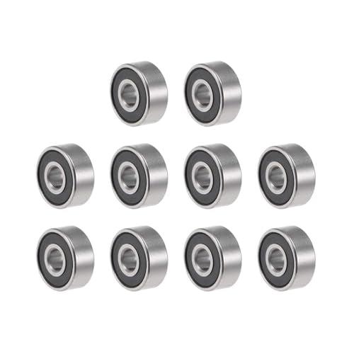 TOP-VIGOR 10Pcs R2-2RS Deep Groove Ball Bearings, Z2 1/8 Inch x 3/8 Inch x 5/32 Inch Double Sealed Industrial Bearings, Chrome Steel Skateboard Bearings for Electrical Instrument Equipment - size: R2-2RS, 1/8″x3/8″x5/32″