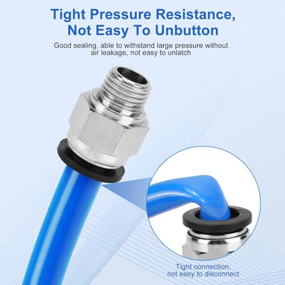 CNAODUN 12 Pcs Push to Connect Fittings 1/2 Inch Tube OD x 1/4 Inch NPT Thread Pneumatic Male Straight and Elbow Quick Connect Air line fittings - size: 1/2"OD x 1/4"NPT
