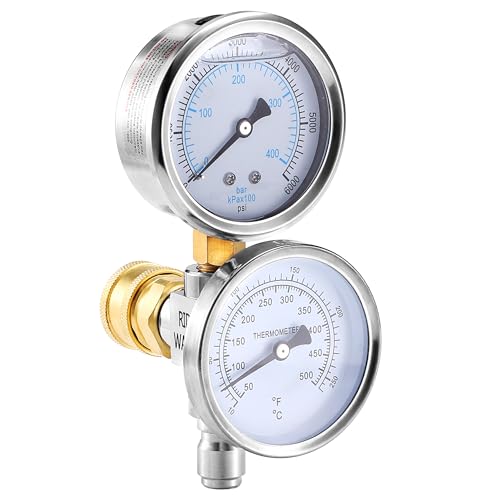 RIDGE WASHER 2-in-1 Pressure Washer Gauge Emperature Gauges, 6000 PSI - size: Temp. & Pres. Gauge