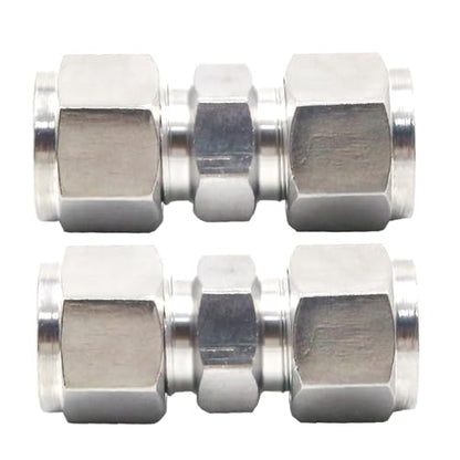 EATAKWARD 2 Pcs Stainless Steel Compression Tube Fittings, 3/8 Inch OD x 3/8 Inch OD Straight Union Connector with Double Ferrules for Connecting Tubes - size: 3/8 Inch OD x 3/8 Inch OD