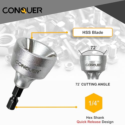 CONQUER Deburring External Chamfer Tool, All Thread Reamer, 1/8"-3/4" - size: HSS 1/8"-3/4"(3mm-19mm)