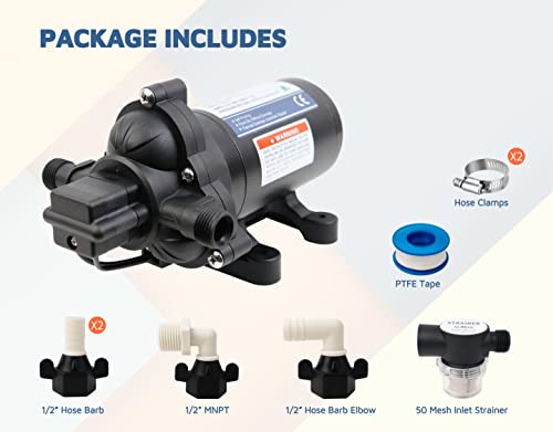T33 Automatic On-Demand Diaphragm Pump, Pressure Pump for Kitchen, Bathroom, RV, Marine Yacht, Caravan, Garden (12Vdc, 4.0GPM, 45PSI) - style: 12Vdc, 4.0GPM, 45PSI