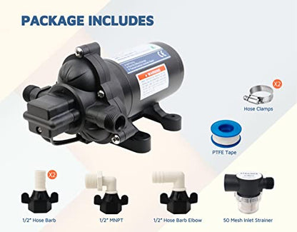 T33 Automatic On-Demand Diaphragm Pump, Pressure Pump for Kitchen, Bathroom, RV, Marine Yacht, Caravan, Garden (12Vdc, 4.0GPM, 45PSI) - style: 12Vdc, 4.0GPM, 45PSI