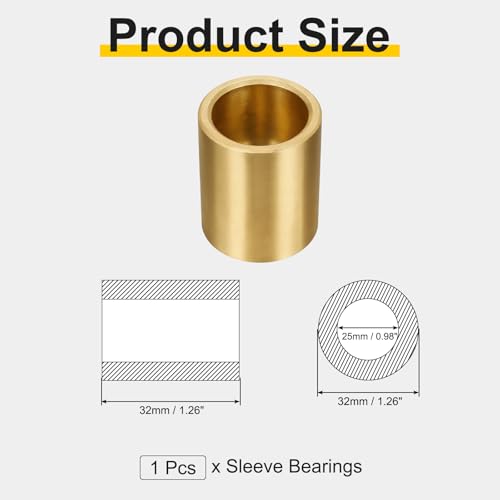 uxcell Sleeve Bearings, 25mm Bore x 32mm OD x 32mm Length - size: 25x32x32mm