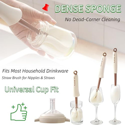 2-Pack 2-in-1 Cup Cleaning Brushes with Sponge Head and Straw Brush