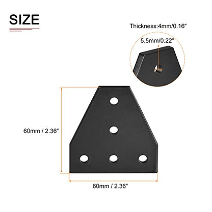 DTGN 2.36"x2.36"(LxW) T Shape Joining Plates - 2Pack - Good for 3D Printer Frame - Outside Corner Brackets 2020 Aluminum Extrusion - Black