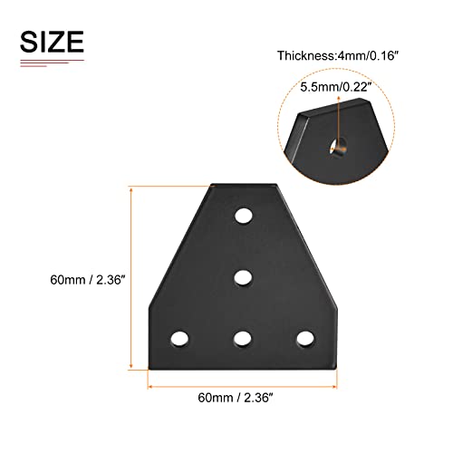 DTGN 2.36"x2.36"(LxW) T Shape Joining Plates - 2Pack - Good for 3D Printer Frame - Outside Corner Brackets 2020 Aluminum Extrusion - Black