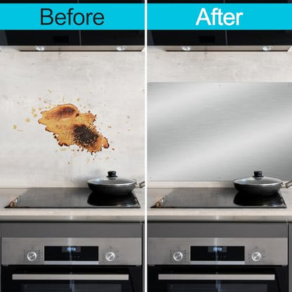 30" x 24" Thicken Heavy Range Hoods Stainless Steel Backsplash,Panel Splatter Guard for Stovetop,6 Pre Drilled Holes for Easy Installation,Keep the Walls Clean, Bright and Beautiful (30" x 24") - size: 30" x 24"