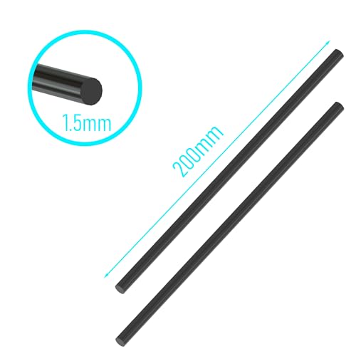5Pcs Carbon Fiber Rod, 1.5mm x 200mm - size: 1.5mm x 200mm-5PC