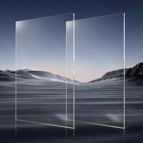 VEVOR Plexiglass Acrylic Sheets, 2-Pack Plastic Sheet, 24 x 48 Inch 1/8 Inch Thick Clear Plastic Cast Transparent Glass for Crafting Projects, Replacement Picture Frame Glass, DIY Display, Easy to Cut - size: 24 x 48 Inch
