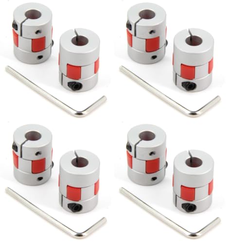 2PCS 8mm to 8mm Aluminium Plum Flexible Shaft Coupling Diameter20mm Length25mm 8x8mm Motor Connector Flexible Coupler for 3D Printer CNC Machine and Servo Stepped Motor（8x8mm） (Pack of 4) - size: D20 L25 (Pack of 4), style: 8x8mm