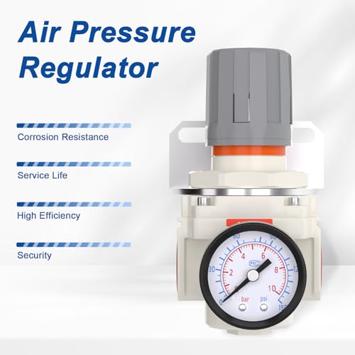 AIROE 3/4" NPT Air Pressure Regulator,Compressed Air System,Mini Air Regulator AR4000-06,0-150 PSI Gauge - size: 3/4"NPT