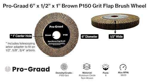 Cut & Polish Flap Brush Wheel 6" x 1/2", P150 Brown, 1 Pack - style: 6" x 1/2" x 1" Brown