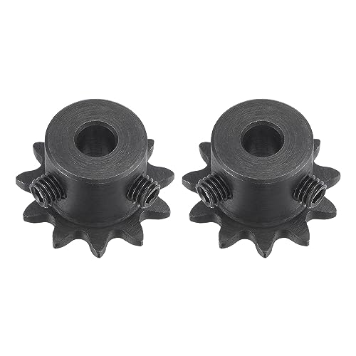 uxcell #25 Chain Roller Sprocket, 6mm Bore 1/4" Pitch 11 Tooth Single Strand Chain Sprocket, C45 Carbon Steel 25 Roller Chain Sprocket with Set Screws for ISO 04C Chain, 2Pcs - size: 25.5mmx6mm