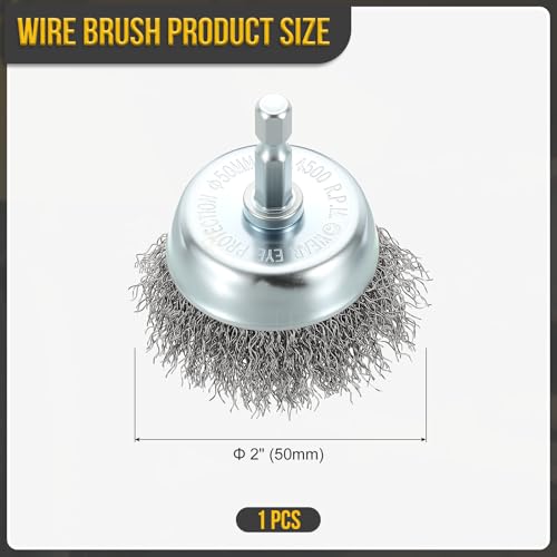 DTGN 2 Inch Wire Wheel Cup Brush for Drill, 1/4 Inch Hex Shank - size: 2 inch