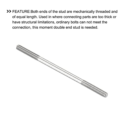 METALLIXITY Double Ended Stud Screws (M3 Thread 60mm Length) 10pcs, 304 Stainless Steel Dual Threaded Rod Bolts - for House Maintenance - size: M3x60mm
