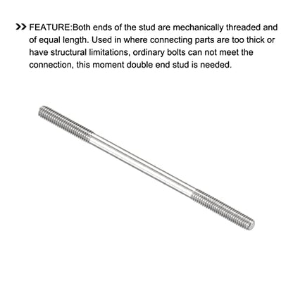 METALLIXITY Double Ended Stud Screws (M3 Thread 60mm Length) 10pcs, 304 Stainless Steel Dual Threaded Rod Bolts - for House Maintenance - size: M3x60mm