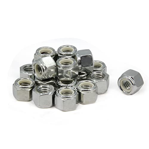 1/2"-13 Nylon Insert Hex Lock Nuts,Carbon Steel White Zinc Plated, Hex Lock Nut Silver Self-Locking Nylock Locknuts, 20pcs/Pack (1/2"-13-20pcs) - size: 1/2"-13-20pcs