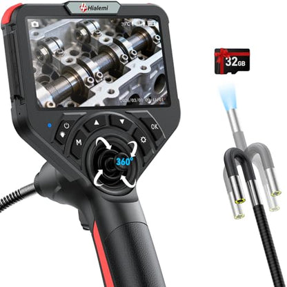 6.4mm 360° Articulating Borescope 4-Way Endoscope Camera with Light - size: 6.4mm