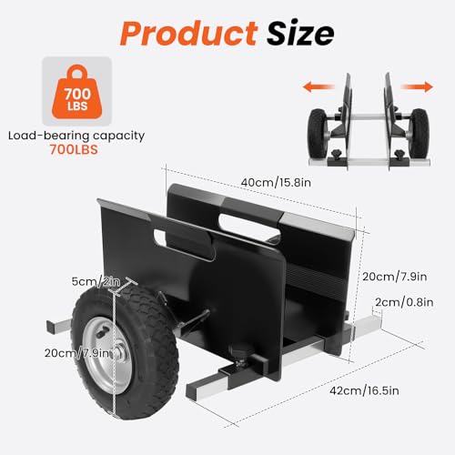 10" Panel Dolly Cart: Heavy-Duty Drywall Cart 700LB Capacity, Pneumatic Wheels, Adjustable Frame for Drywall, Plywood, Doors | Indoor & Outdoor Use (Black)