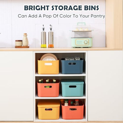 Plastic Storage Bins with Lid, Stackable Box for Organization - color: Medium 2PCS (Blue+Green))