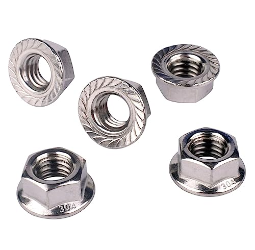 5/16"-18 Serrated Flange Hex Nuts, 304 Stainless Steel 18-8, Coarse Thread UNC, Full Thread, Pack of 15 - color: Silver, size: 5/16"-18 (15 Pcs)