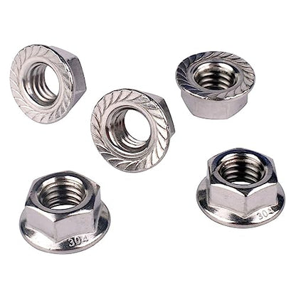 5/16"-18 Serrated Flange Hex Nuts, 304 Stainless Steel 18-8, Coarse Thread UNC, Full Thread, Pack of 15 - color: Silver, size: 5/16"-18 (15 Pcs)