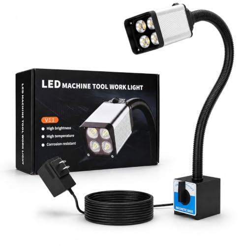 YouTeMei LED Work Light, Flexible Gooseneck Lamp, 2000 Lumen Machine Magnetic Light for Lathe CNc Milling Drill Press Sewing Machine IndustrialLighting,120V