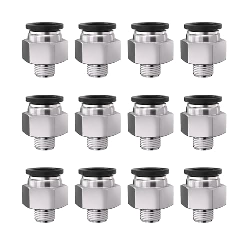 1/8 Push to Connect Fittings npt Thread to 3/8 Air Line Quick - size: 3/8"OD x 1/8"NPT
