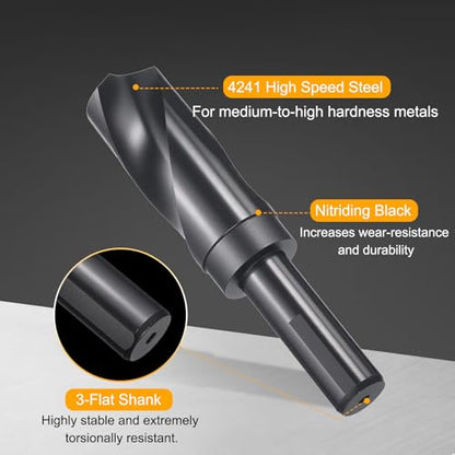 HARFINGTON 1-1/4" Drill Bit 3/4" Reduced Shank 3-Flat 4241 HSS 118° - size: 1-1/4" with 3/4" Shank
