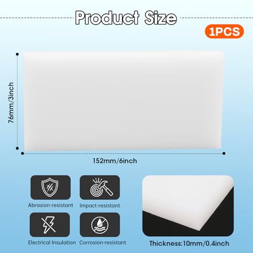 Hdpe Sheet 0.4 Inch Thick, 3" x 6" High Density Polyethylene Board, Thick Plastic Sheet for Craft, Plastic Cutting Board, Heavy Duty Industry - size: 3" X 6", style: 0.4" Thick